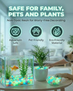 Colorful Glow in the Dark Garden Stones Night Guide Pebbles Luminous Rocks Outdoor Pathway Walkway Yard Patio Fish Tank Aquarium Stepping Decor Landscape Waterproof Solar Magical - Image 6