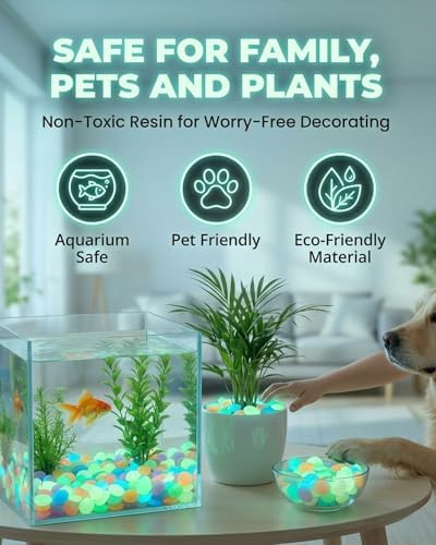 Colorful Glow in the Dark Garden Stones Night Guide Pebbles Luminous Rocks Outdoor Pathway Walkway Yard Patio Fish Tank Aquarium Stepping Decor Landscape Waterproof Solar Magical - Image 6