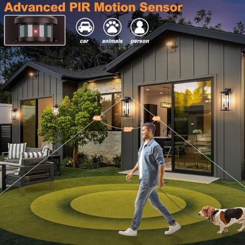 16in 2-Light Bronze Outdoor Wall Lights Motion Sensor Porch Light - Image 5