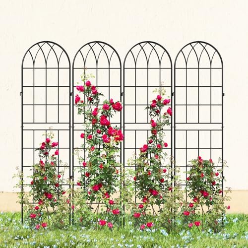 DoCred 4 Pack Garden Trellis for Climbing Plants, 59 Inch Metal Trellis by DoCred