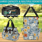 Garden Tool Bag Organizer Garden Tote Bag with Pockets Print Pattern Floral Tool Storage Organizer Gardening Tool Kit Holder 13" x 6.8" x 2.8" - Image 4