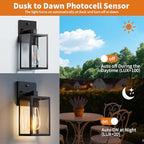 2 Pack Dusk to Dawn Exterior Lighting Fixtures Wall Mount, Sensor Outside Front Porch Lights for House, Outdoor Lantern Lamp, Waterproof Wall Sconce Lights, Black Coach Light for Garage Entryway - Image 2