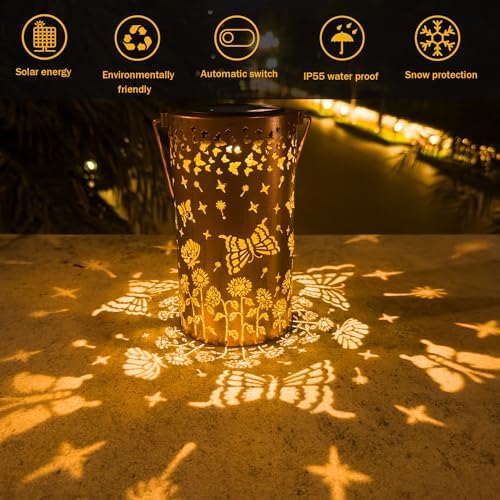 ANYTALK Butterfly Solar Lanterns Outdoor Waterproof, Birthday Gifts for Women Mom Grandma, Hanging Solar Lights for Yard, Patio, Porch, Garden Decor, Christmas Gifts for Her/Him - Image 3