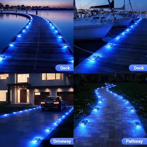 Solar Dock Lights Outdoor 6 Pack, IP68 Waterproof Driveway Deck Light, Blue - Image 4