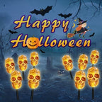 BRIGHTDECK Halloween Solar Pathway Lights Outdoor, LED Decor, Light Up Solar Stake Lights for Holiday, Halloween, Walkway, Sidewalk (Skull, 10-Pack) - Image 4