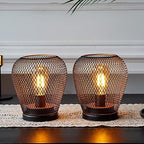 JHY DESIGN Set of 2 Metal Cage LED Lantern Battery Powered Lamp Cordless Accent Light with LED Edsion Style Bulb Great for Weddings Patio Events for Indoors Outdoors（Diamond Shape - Image 2