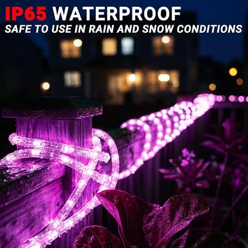 50ft Rope Lights For Outside,Connectable & Flexible Tube Lights with 8 Modes Controller,Waterproof Purple LED Rope Lighting for Deck,Garden,Pool,Patio,Bedroom,Party,Indoor & Outdoor Landscape Lighting - Image 5