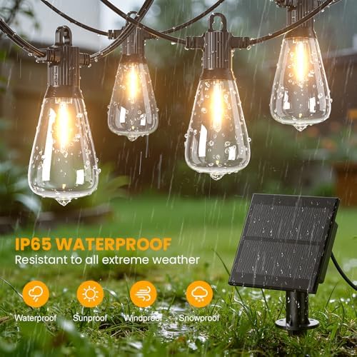 FOOMAN 50FT Solar String Lights Outdoor Waterproof IP65 with USB-Charging - Image 3