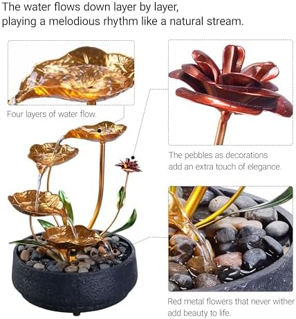 Tabletop Water Fountain Metal Lotus Circulating Fountain - Image 3