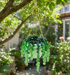 Green Beaded Plant Sun Catchers Crystal Beads Plants Hanging for Window - Image 3
