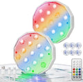 Ollny Pool Lights with Remote, Rechargeable Submersible LED Lights 3000mAh Battery, 16 Colors Changing IP67 Waterproof LED Puck Lights for Above Ground Pools, Inground Pool, Ponds, Hot Tubs 2 Pack by Ollny