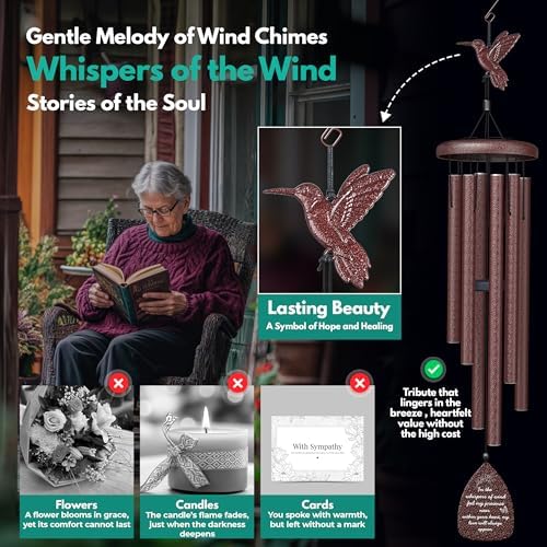 Hummingbird Memorial Wind Chimes for Loss of Loved One - 35" Long Sympathy Wind Chimes for Outside, Bereavement, Remembrance, Funeral Gift for Mother, Dad, Husband, Son & Sister - Image 5