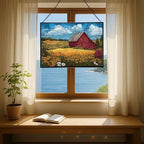 Barn Surrounded by Summer Wildflowers Rectangular Stained Glass Suncatcher – Hanging Window Panel with Animal & Nature Scene – Vibrant Glass Art Gift for Wildlife, Fantasy, Nature Lovers hfGgwX - Image 6