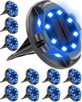 Biling Solar Ground Lights Uplight Sidelight Waterproof 12 Pack Blue by biling