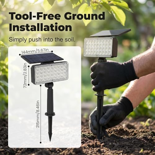 Solar Spot Lights Outdoor Waterproof IP65, 2026 New Solar Powered Outdoor Landscape Spot Lights, 3 Brightness Modes, Solar Landscape Lights for Flag, Tree, House, Garden, Yard (1, White) - Image 3