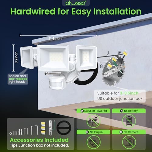 ALUSSO Motion Sensor Outdoor Lights, 40W 4500LM Flood Lights Outdoor 120V - Image 2