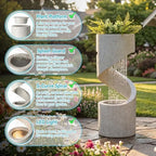 Glitzhome Outdoor Water Fountain with LED Light, Spiral Tiered Water Fountain Outdoor with Stone Planter, Modern Curved Waterfalls Feature Fountains for Garden Patio Porch, 31.3”H - Image 6