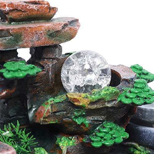 4W Indoor Rockery Fountain, Resin Table Waterfall Indoor Multicolors Fountain Water Table Decor for Both Indoor and Outdoor Areas Water Pump with LED Light - Image 4