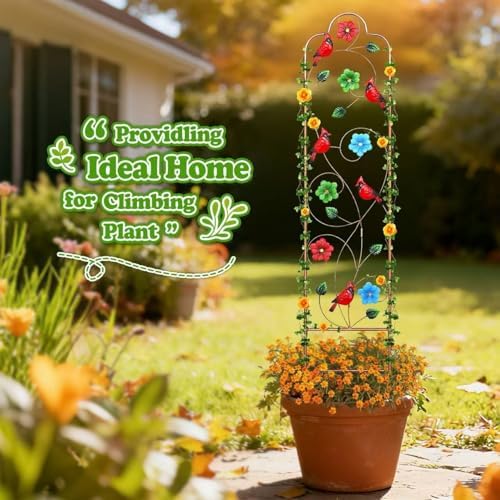 2 Pack Metal Garden Trellis Arched Fence Trellises for Climbing Plants Outdoor, Roses, Vines, Flowers, and Vegetables Support, 60'' H x 12'' W Redbird - Image 2