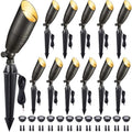Gardenreet Die-Cast Brass Spot Light Outdoor - 12V LED Uplighting Waterproof, Low Voltage Landscape Lights Direct Wire, Bronze for Fence Fountain with Warm White MR16 Replaceable Bulbs (12 Pack) by Gardenreet