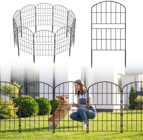 KIMAZO 32.5in (H) x 10ft (L) Tall Decorative Garden Fence - 7 Pack Garden Fencing, Rustproof Metal Wire Panel Border Animal Barrier for Dog, Flower Edging for Yard Landscape Patio Outdoor Decor by KIMAZO