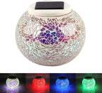 Solar Glass Ball Table Light Color Changing Solar Powered Mosaic Glass Table Lamps Waterproof Decorative Led Night L - Image 5