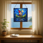 Gnome Canoe Ride Stained Glass Suncatcher – Square Hanging Window Panel for Home or Greenhouse – Whimsical Glass Art Gift for Garden Lovers, Christmas, Halloween, Father Days WaScGY - Image 6