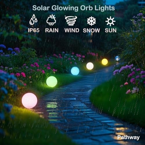 Solar Globe Light Outdoor w/Ground Stake, 12 Inch Solar Ball Light w/Remote - Image 6