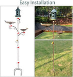 Metal Bird Bath Feeder and Houses for Outdoors, Birdbaths for Outside with 4-Prong Stake, 3 in 1 Free Standing with Blue House on Pole for Garden Patio Yard Lawn - Image 4