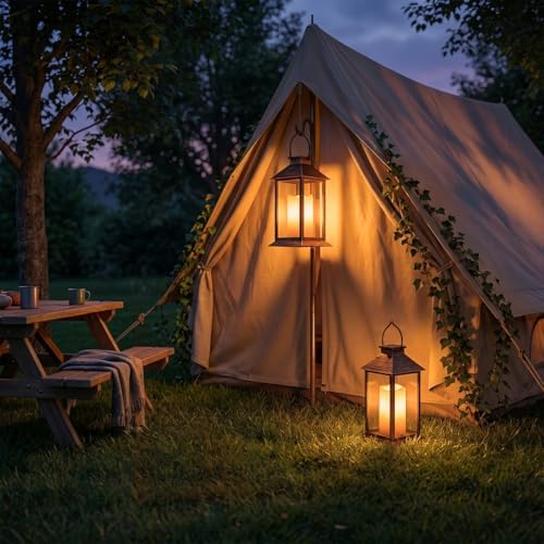 Solar Lantern with Flickering Candles Outdoor Hanging Lanterns Garden Decor - Image 6
