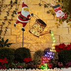 Christmas Solar Kettle Lights Garden Lawn Decorative Lights, Hanging Metal Solar Santa Claus Watering Can Light, Twinkling Santa Kettle Lights for The Season, for Pathway Yard Patio (Colored*1) by Unknown