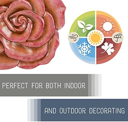 Magnolia Garden 12-Inch Sculpted Coral Rose Decorative Stepping Stone – 3D Floral Resin Garden Walkway Tile – Earthy Terra Cotta Flower Outdoor Accent - Image 4