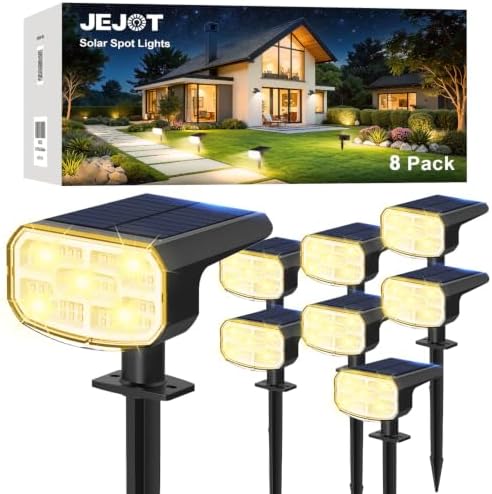 JEJOT Solar Spot Lights Outdoor Waterproof, Solar Spotlights, 8 Pack by JEJOT