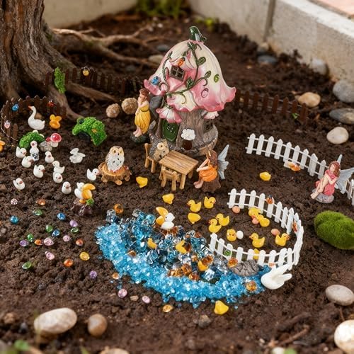 Fairy Garden Accessories Outdoor, Fairy Garden Decor Kit Fairy Garden Figurines Supplies Resin Fairy House - Image 4