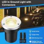 LED Landscape Lights, 12 Pack 7W Ground Lights With 24 Connectors, Low Voltage In-Ground Well Pathway Lighting, Daylight White, Waterproof for Driveway, Deck, Garden - Image 2