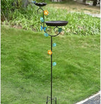 Free Standing Bird Baths for Outdoors, 58" H Decorative Bird Bath Feeder Combo with Metal Stake, Upgraded 5 Spikes Detachable Antique Birdbaths for Garden Patio Yard Lawn (Butterfly) - Image 2