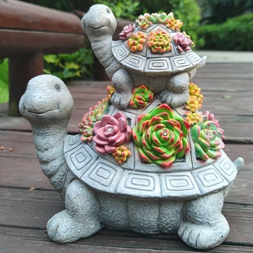Large Turtle Solar Garden Outdoor Statues with Succulent and 6 LED Lights,Outside Solar Turtle Decor Art for Garden,Home,Lawn,Yard, Balcony Ornament - Image 7