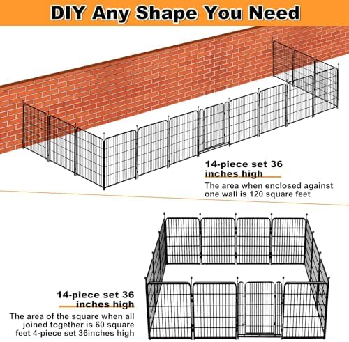 Getlay 36 in(H) Garden Fence, Wide Gate Low Threshold, 10 Panels Total 22.1 Ft(L) Heavy Duty Iron Animal Barrier Fence for Yard,Suitable for Indoor Or Outdoor Dog Fencing,Garden Border Fence - Image 6