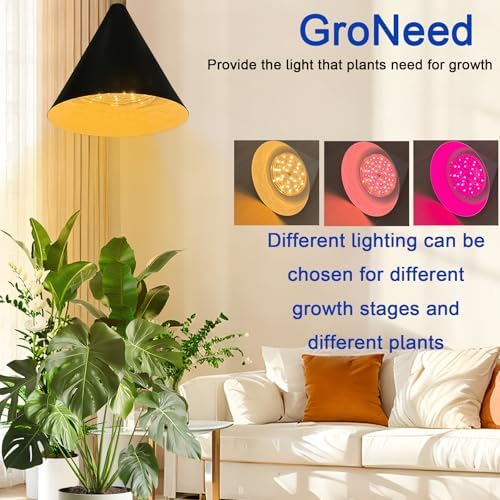 Hanging Grow Lights for Indoor Plants, with Timer and 15FT Power Cord,15W Pendant Grow Light, Full Spectrum, Plant Lights for Indoor Growing, Large Plants, Garden, Greenhouse (White) - Image 2