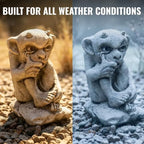 OLOMA Thinking Gargoyle Concrete Garden Statue Outdoor Gothic Decor Handcrafted Stone Fantasy Creature Sculpture Lawn Yard Patio Porch Courtyard Landscape Ornament Cement Beast Garden Accent - Image 6