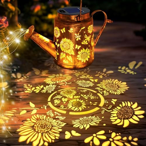 Solar Watering Can with Lights, Birthday Gifts for Mom Women Mother's Day, Outdoor Garden Decor Sunflower Solar Garden Lights for Outdoor Pathway Yard Lawn Patio, Waterproof Gardening Decorations - Image 2