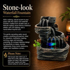 Indoor Tabletop Water Fountain with LED Light, Resin Rock-Look Waterfall Decor, Feng Shui Inspired Zen Fountain for Desk, Office, Bedroom, Living Room & Meditation Space (9.25" Cascading Rock) - Image 3