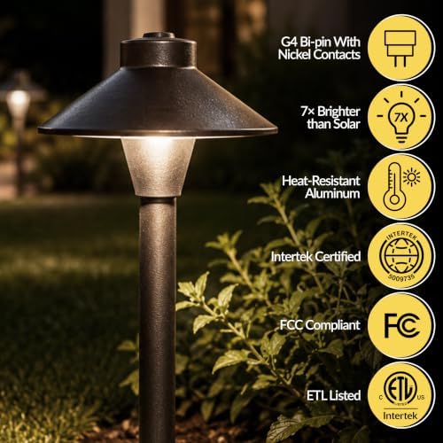 Outdoor Pathway Light – Low Voltage Landscaping Lighting (4 Pack) – Bronze - Image 5