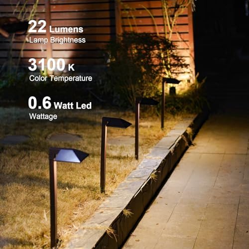 GOODSMANN Low Voltage Landscape Path Lights 8PK Kit 0.6W LED Sidewalk Landscape Lighting 22 Lumen Outdoor Electric Walkway & Pathway Lights Wired Bronze Finish 3100K Warm White with Cable Connectors - Image 2