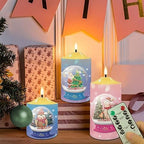 Cozeyat Flameless Candles with Remote Set of 3, Cute Snow Globes Pattern Flickering Electric Candles for Christmas Decoration, Unscented Realistic Moving Bullet Floating Flame Pillar Candles - Image 5