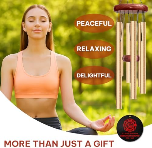 Personalized Firefighter Memorial Wind Chime – “in Loving Memory” Custom Name & Years – Golden Firefighter Emblem Tribute – Sympathy Gift for Firefighter Families, Colleagues & Everyday Heroes - Image 6