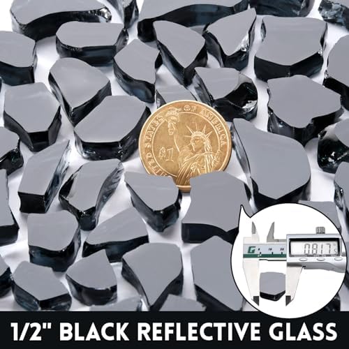 GasSaf 1/2 Inch Black Fire Glass Reflective Tempered Fireglass, 10 Pound - Image 2