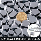 GasSaf 1/2 Inch Black Fire Glass Reflective Tempered Fireglass, 10 Pound - Image 2