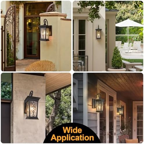 ALVIME Outdoor Wall Light Fixtures, 17 Inch Oil Rubbed Bronze Exterior Lighting Fixtures, Waterproof Outdoor Sconce Lights, Outside Porch Lanterns for House, Farmhouse, E26 Base&Clear Seeded Glass - Image 6