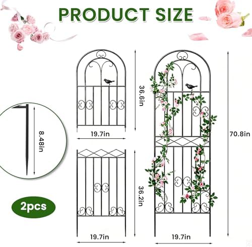 2 Pack 70.8"x19.7" Metal Gardon Trellis for Climbing Plants Outdoor, - Image 2